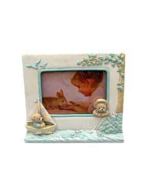 Vintage 1991 Fetco 3D Resin Baby Boy Picture Frame – 5x3.5-Inch Photo